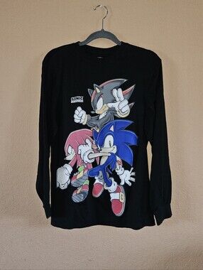 Sonic the Hedgehog Black Long-Sleeve Men Graphic Tee Size L